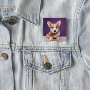 Cutest Baby Animals   Halloween Corgi 15 Cm Square Badge
