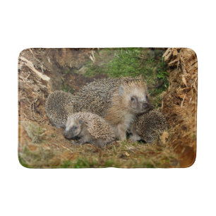Cutest Baby Animals Hedgehog Family Bath Mat