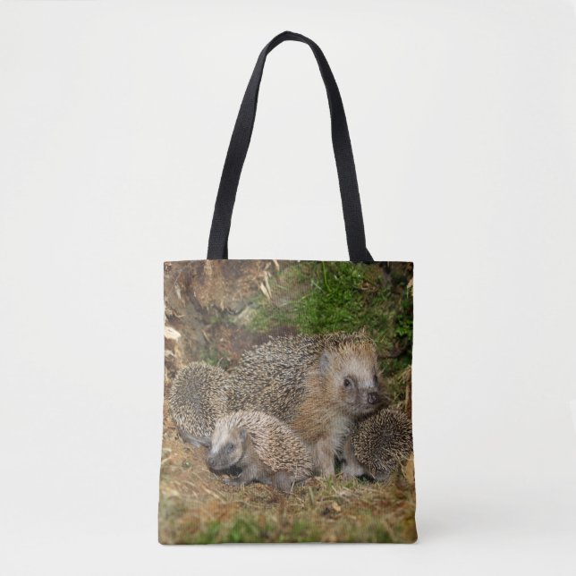 Cutest Baby Animals | Hedgehog Family Tote Bag (Front)