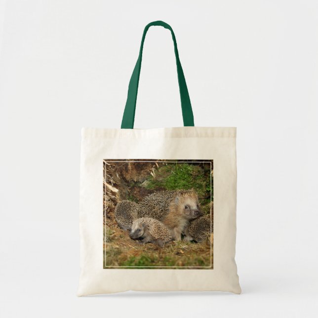 Cutest Baby Animals | Hedgehog Family Tote Bag (Front)
