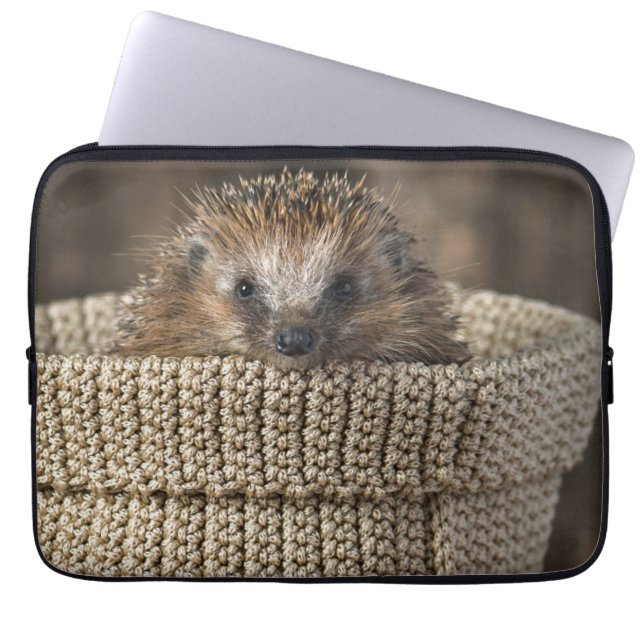Cutest Baby Animals | Hedgehog in a Basket Laptop Sleeve (Front)