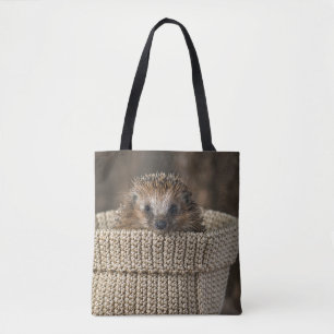 Cutest Baby Animals Hedgehog in a Basket Tote Bag