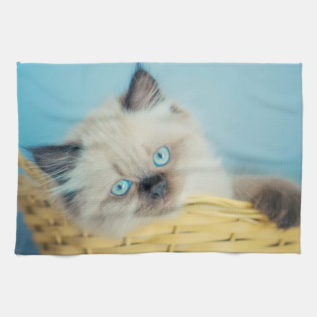 Cutest Baby Animals | Himalayan Seal Point Cat Tea Towel (Horizontal)