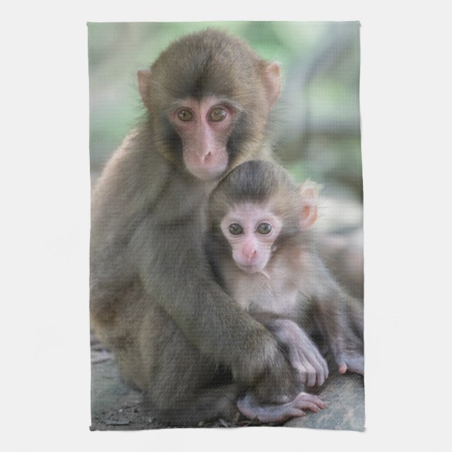 Cutest Baby Animals | Japanese Monkeys Tea Towel (Vertical)