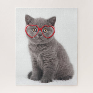 Cutest Baby Animals Kitten Heart Glasses Jigsaw Puzzle