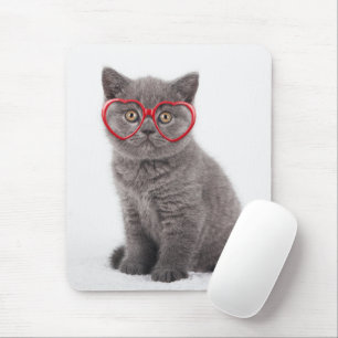 Cutest Baby Animals   Kitten Heart Glasses Mouse Pad