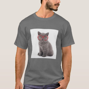 Cutest Baby Animals Kitten Heart Glasses T-Shirt
