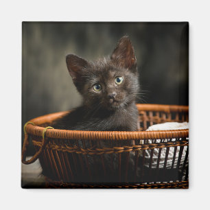Cutest Baby Animals   Kitten in Basket Magnet