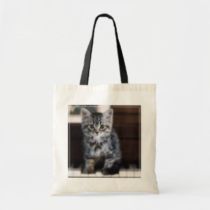 Cutest Baby Animals Kitten on Piano Keys Tote Bag