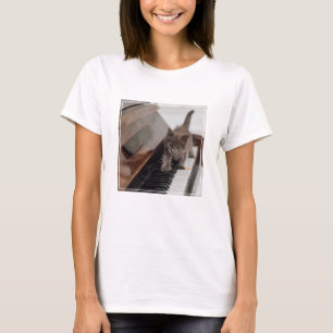 Cutest Baby Animals Kitten on Piano T-Shirt