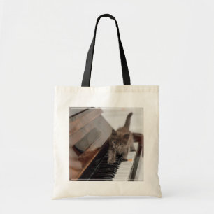 Cutest Baby Animals Kitten on Piano Tote Bag