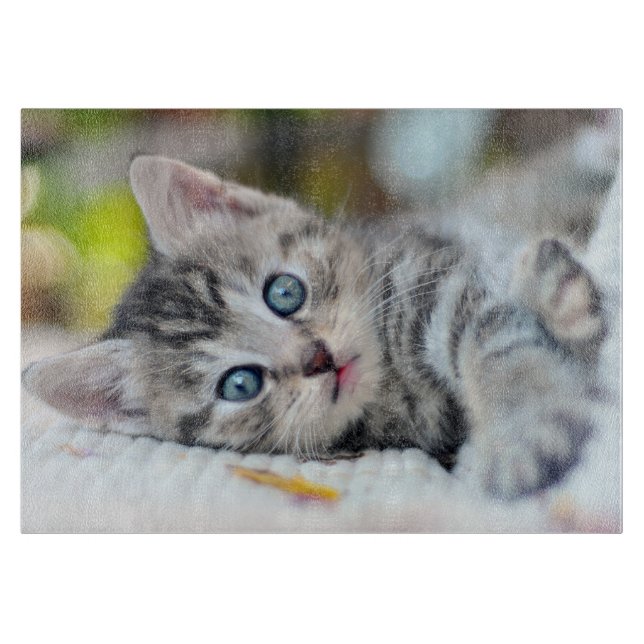 Cutest Baby Animals | Kitten With Blue Eyes Cutting Board (Front)