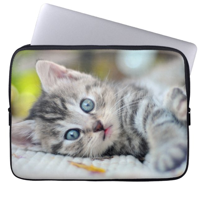 Cutest Baby Animals | Kitten With Blue Eyes Laptop Sleeve (Front)