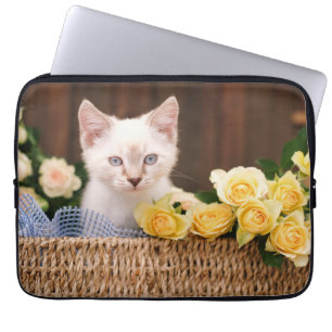 Cutest Baby Animals   Kitten & Yellow Roses Laptop Sleeve