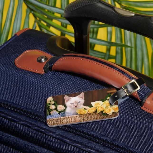 Cutest Baby Animals | Kitten & Yellow Roses Luggage Tag (Front Insitu 3)