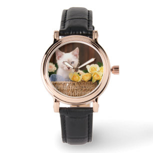 Cutest Baby Animals   Kitten & Yellow Roses Watch