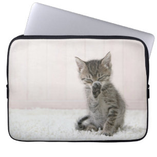 Cutest Baby Animals   Licking Tabby Kitten Laptop Sleeve