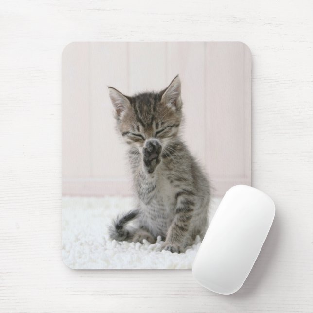 Cutest Baby Animals | Licking Tabby Kitten Mouse Pad (With Mouse)