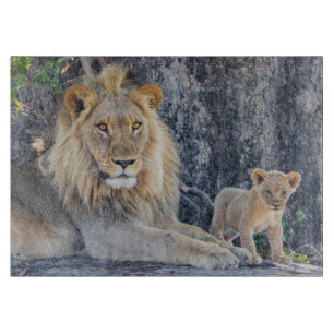 Cutest Baby Animals Lion Dad & Cub Cutting Board