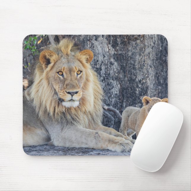 Cutest Baby Animals | Lion Dad & Cub Mouse Pad (With Mouse)