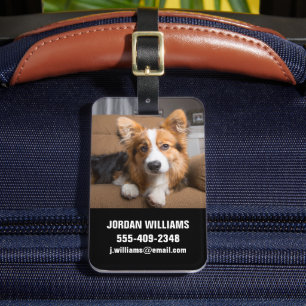 Cutest Baby Animals Long Hair Corgi Puppy Luggage Tag