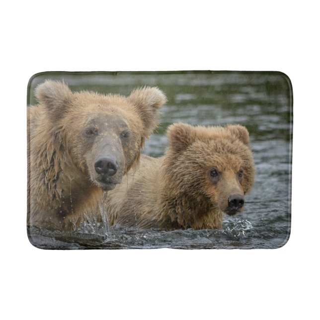 Cutest Baby Animals | Mama Bear & Her Cubs Bath Mat (Front)