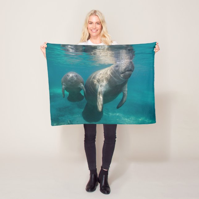 Cutest Baby Animals | Manatee & Baby Fleece Blanket (In Situ)