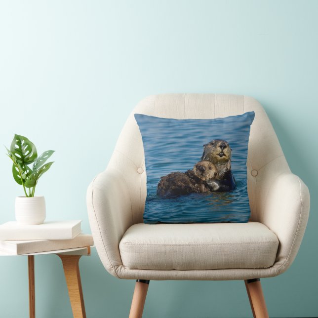 Cutest Baby Animals | Mother & Baby Sea Otter Cushion (Chair)