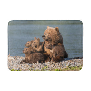 Cutest Baby Animals   Mother Bear & Cubs Bath Mat