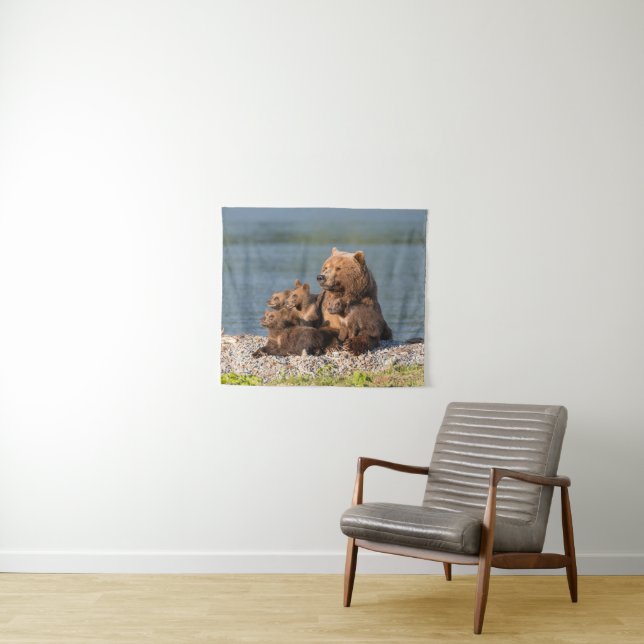 Cutest Baby Animals | Mother Bear & Cubs Tapestry (In Situ (Horizontal))
