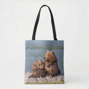 Cutest Baby Animals Mother Bear & Cubs Tote Bag