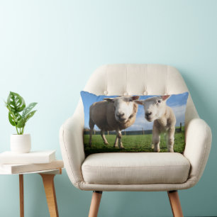 Cutest Baby Animals Newborn Lamb & Mama Lumbar Cushion