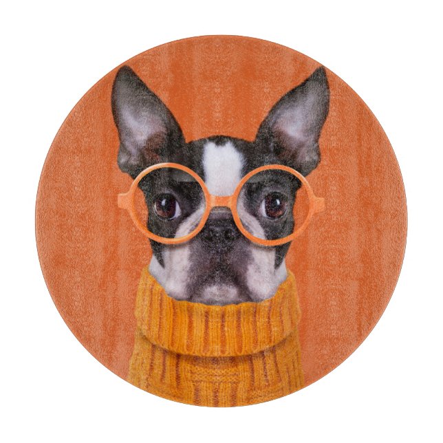 Cutest Baby Animals | Orange Boston Terrier Cutting Board (Front)