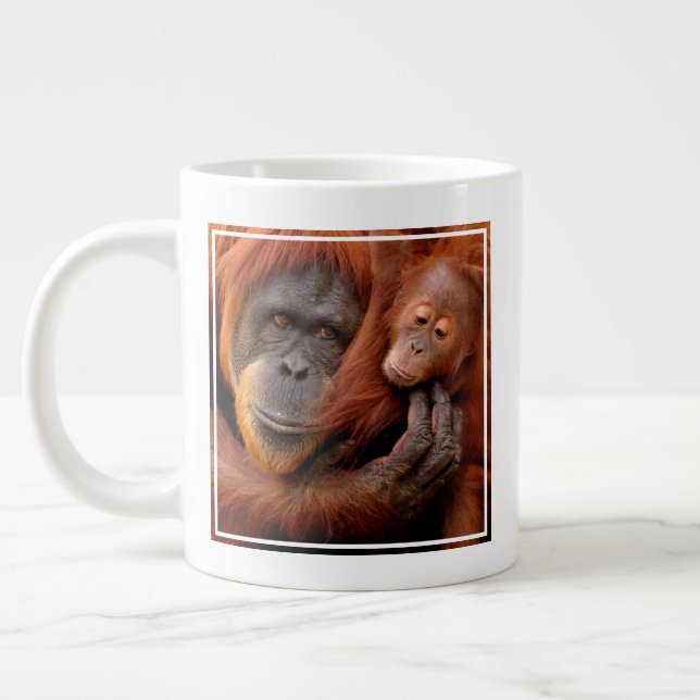 Cutest Baby Animals | Orangutan Mum & Baby Large Coffee Mug (Left)