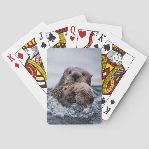 Cutest Baby Animals Otter Baby & Mother Playing Cards