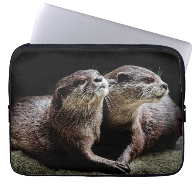 Cutest Baby Animals | Otters Holding Hands Laptop Sleeve (Front)