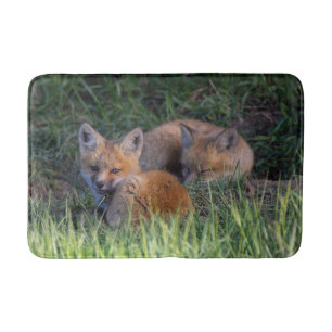 Cutest Baby Animals   Pair of Red Fox Kit Siblings Bath Mat