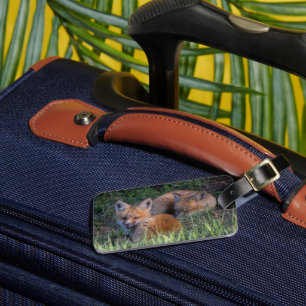 Cutest Baby Animals Pair of Red Fox Kit Siblings Luggage Tag