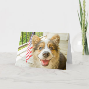 Cutest Baby Animals Patriotic Corgi Puppy Card