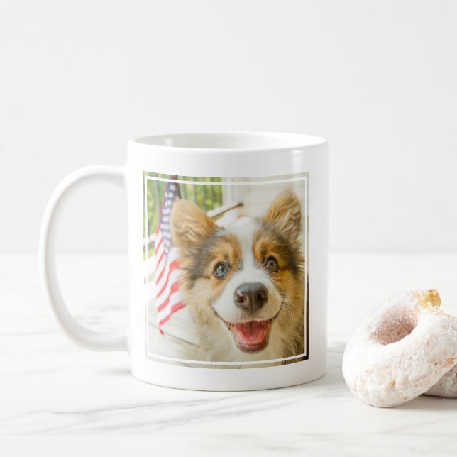 Cutest Baby Animals | Patriotic Corgi Puppy Coffee Mug (With Donut)
