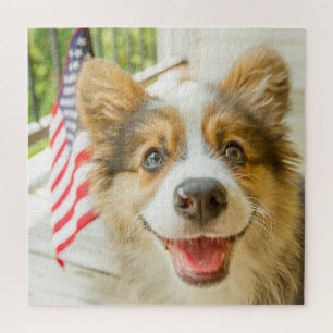 Cutest Baby Animals   Patriotic Corgi Puppy Jigsaw Puzzle