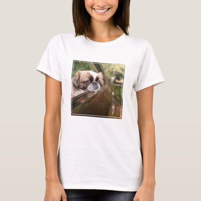 Cutest Baby Animals | Pekingese Puppy in Car T-Shirt (Front)