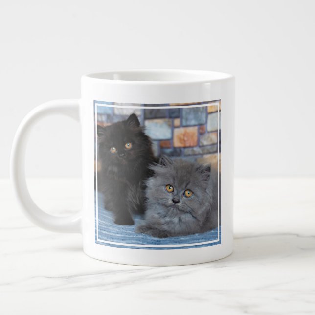 Cutest Baby Animals | Persian Kittens on Blanket Large Coffee Mug (Left)