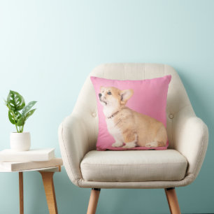 Cutest Baby Animals Pink Corgi Puppy Cushion