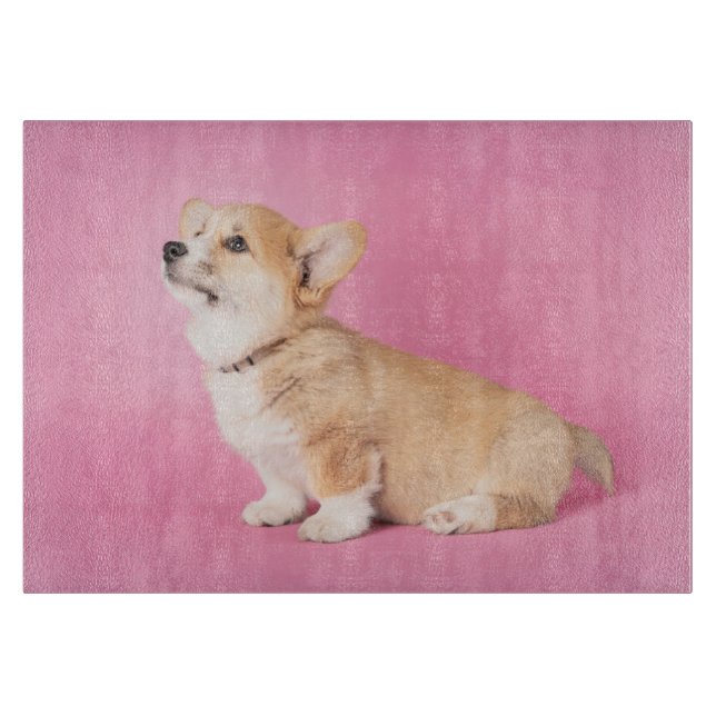 Cutest Baby Animals | Pink Corgi Puppy Cutting Board (Front)