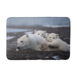 Cutest Baby Animals Polar Bear Family Alaska Bath Mat