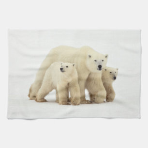 Cutest Baby Animals Polar Bear Family Tea Towel