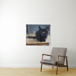 Cutest Baby Animals Portrait of a Black Cat Tapestry