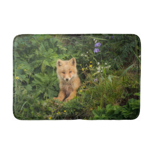 Cutest Baby Animals Red Fox at Umnak Alaska Bath Mat