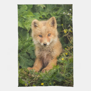 Cutest Baby Animals   Red Fox at Umnak Alaska Tea Towel